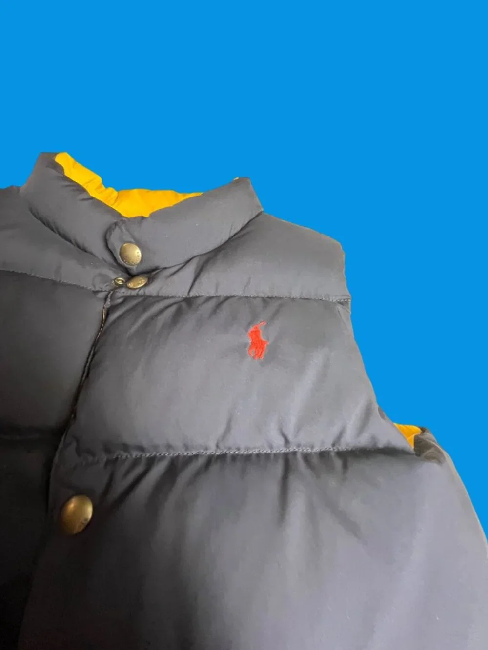 Polo Ralph Lauren Kids Reversible Puffer Vest Down Fill Blue & Yellow 7 crest